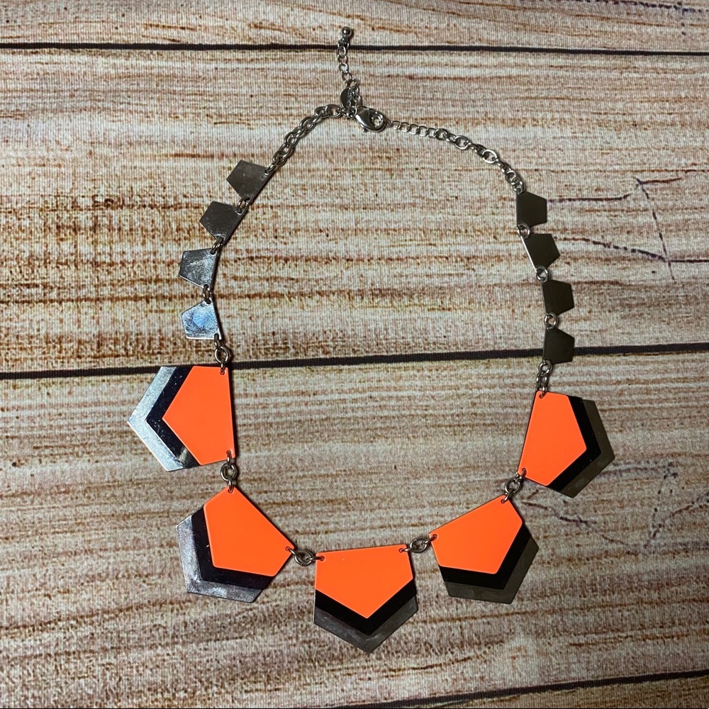 Express Mod Geometric Orange Statement Necklace - image 2